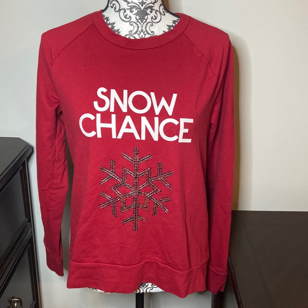 Snow Chance Christmas Holiday Red Pullover Sweater - Size Medium